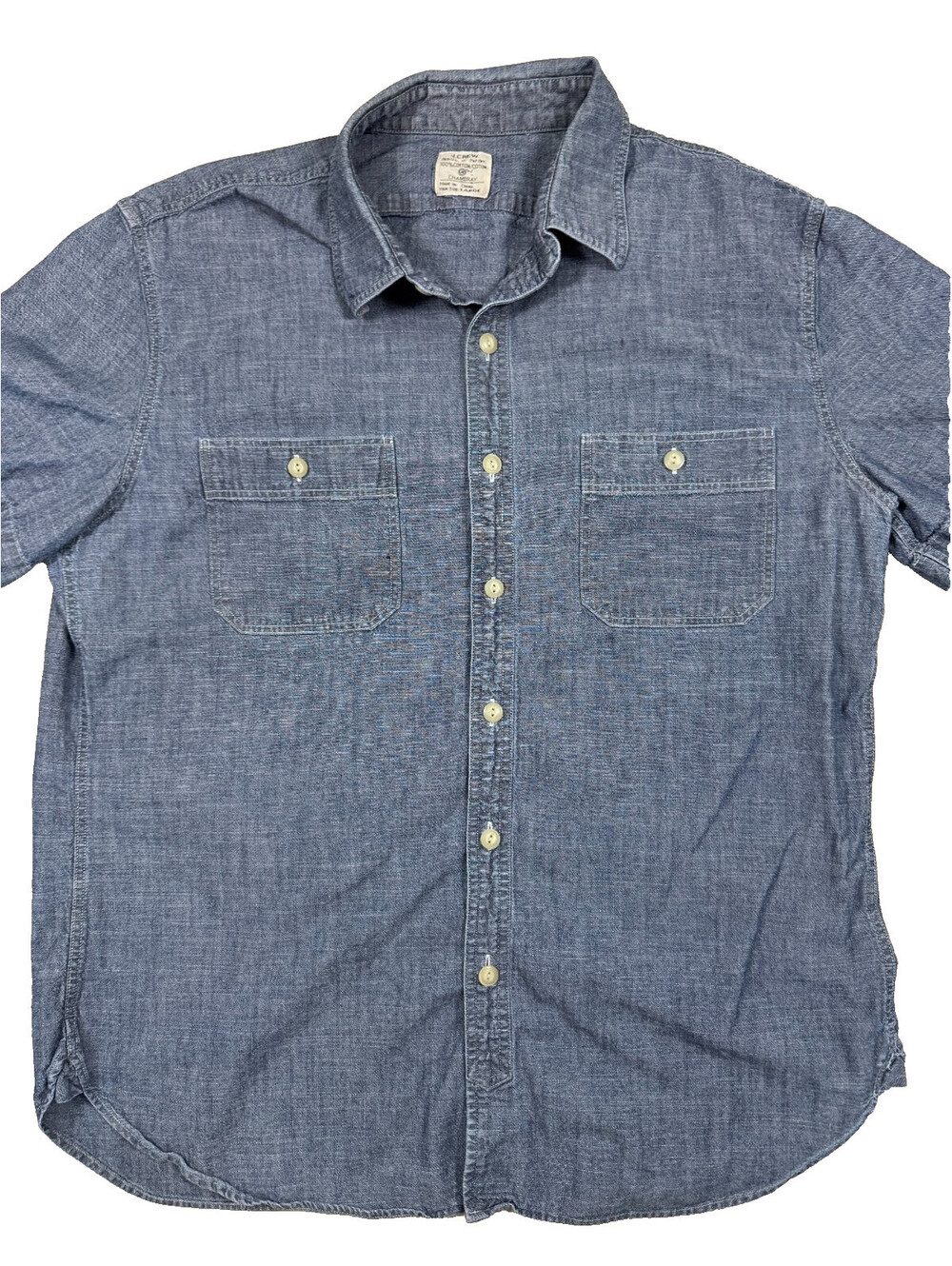 J. Crew Men's Short Sleeve Chambray Shirt Large Blue
